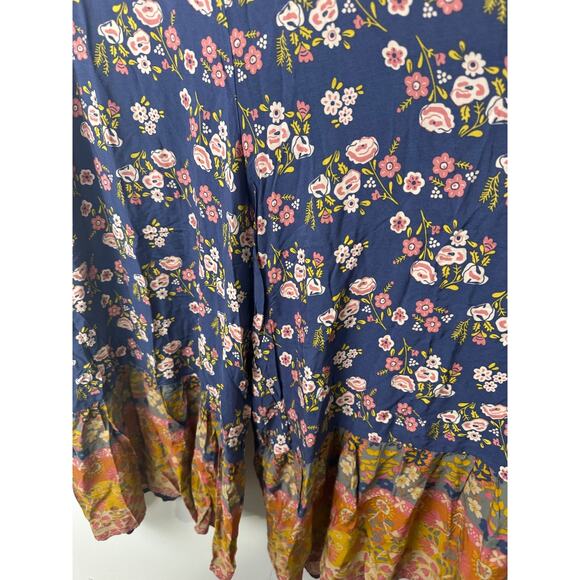 NEW Natural Life Zoe Wide-Leg Jumpsuit Size M Slate Floral Blooms Multicolor C29 - Picture 5 of 9